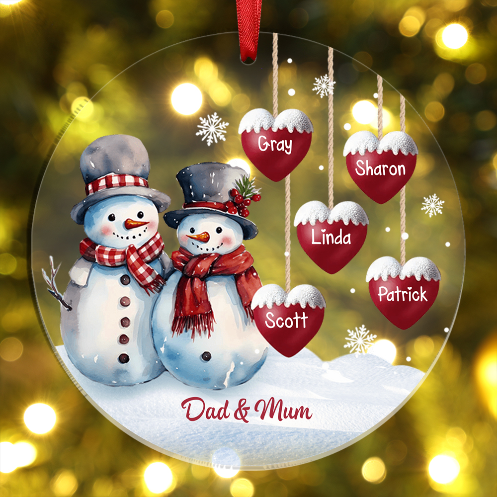 Personalised Snowman Family Ornament Custom with 1-10 Names Christmas Gift-Jessemade AU
