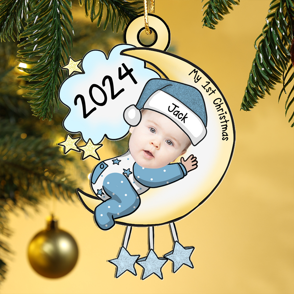 Personalised Baby's First Christmas Ornament with Custom Photo and Name-Jessemade AU