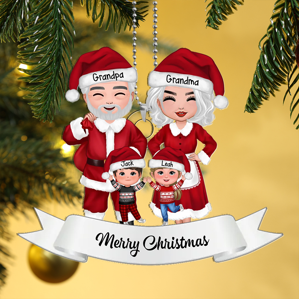 Custom 3-8 Family Members Christmas Ornament Personalised Names Gift for Grandparents with 6 Kids-Jessemade AU