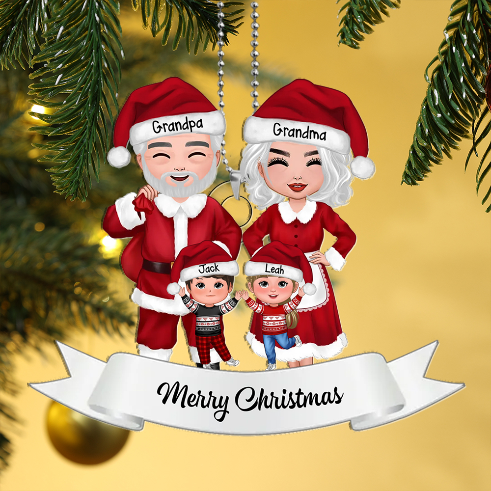 Custom 3-8 Family Members Christmas Ornament Personalised Names Gift for Grandparents with 6 Kids-Jessemade AU