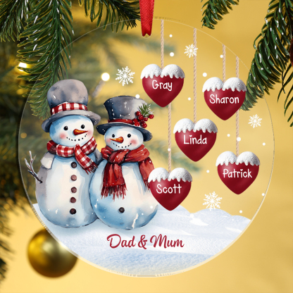 Personalised Snowman Family Ornament Custom with 1-10 Names Christmas Gift-Jessemade AU