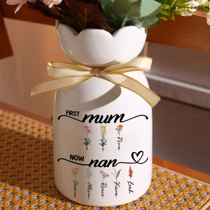 [Copy]Birth Flower Vase Personalised Ceramic Vase Custom 2-12 Names Gift for Mum, Nan or Grandma | Jessemade