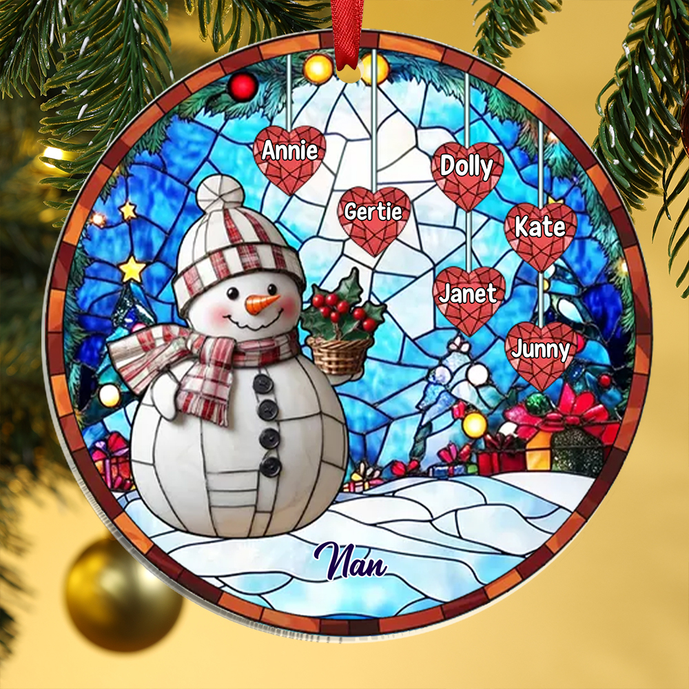 Custom Snowman Ornament Family Christmas Decoration Personalised 1-10 Names-Jessemade AU
