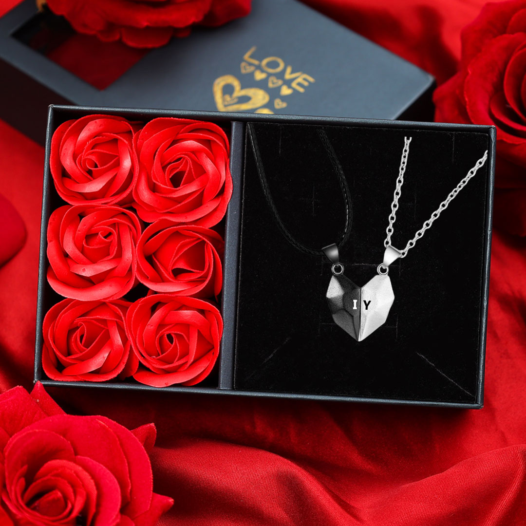 Two Souls One Heart Necklace Magnetic Heart Matching Necklace Couple Gift