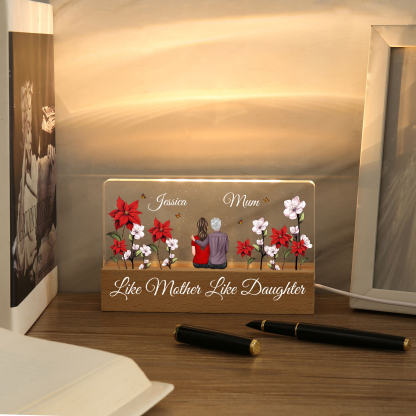 Personalised LED Night Light Custom 2 Names a& Text Custom Like Mother Like Daughter Gift | Jessemade 