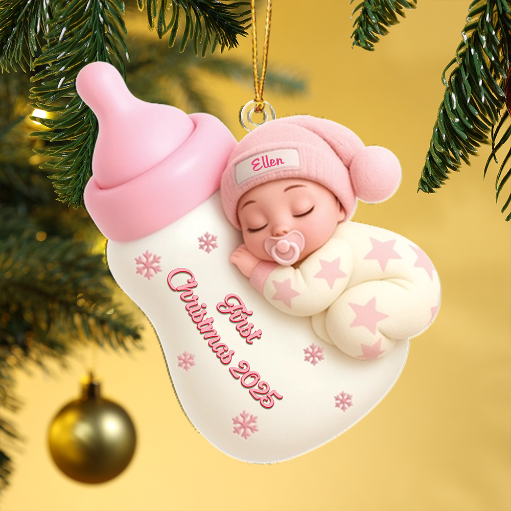 Christmas Tree Decoration Sleeping Baby with Bottle, Baby’s First Christmas Gift
