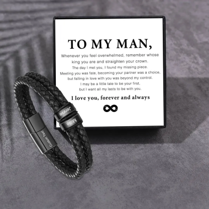 Personalised Men Bracelet with 2-6 Names & 1 Text - Custom Gift for Him | Jessemade