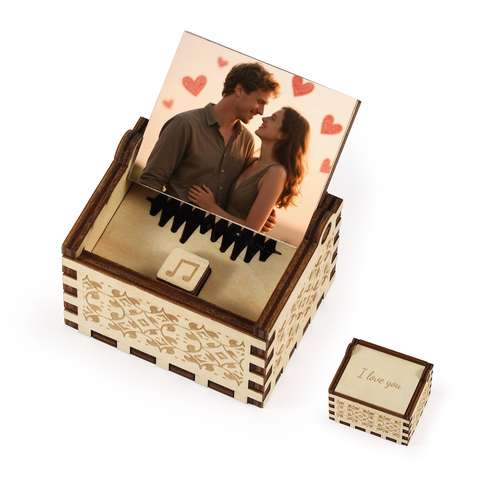 Personalised Engraved Wooden Photo Music Box