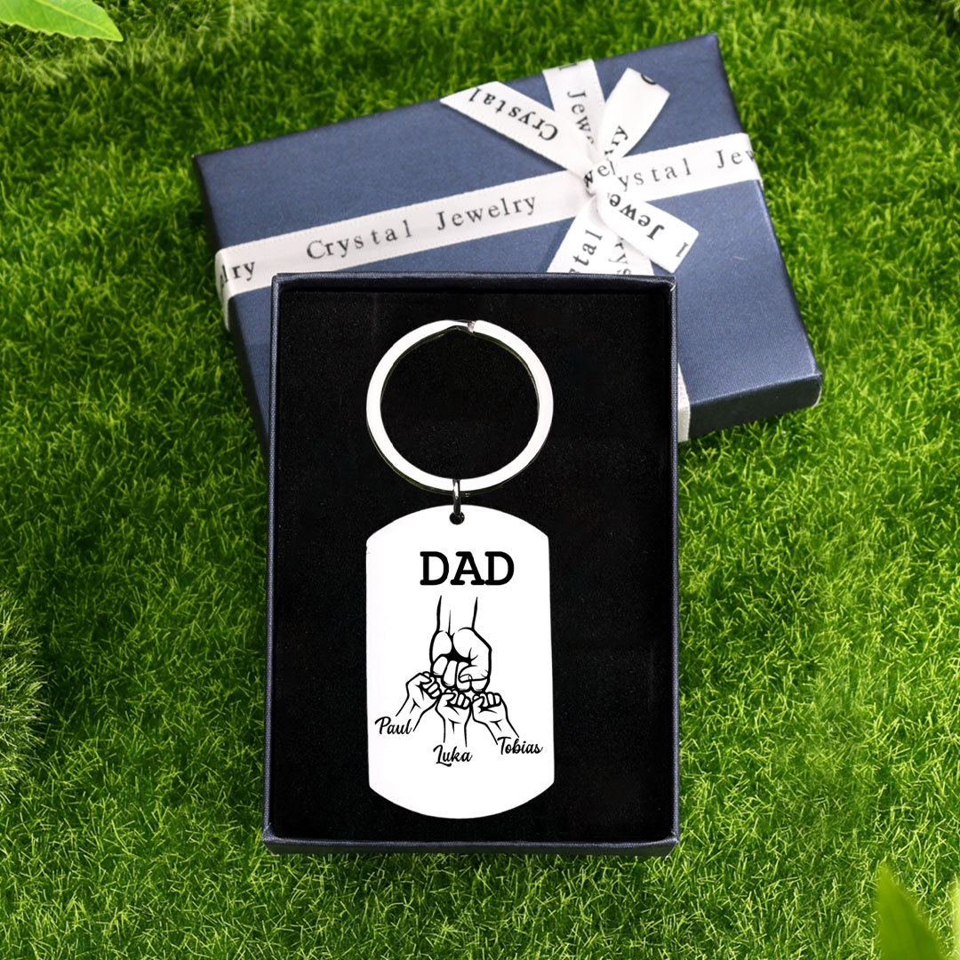 Personalised Australian Rules Football Family Keyring Custom 2–4 Names Fist Bump Keychain Fathers Day Gift for Dad/Grandpa-Jessemade AU