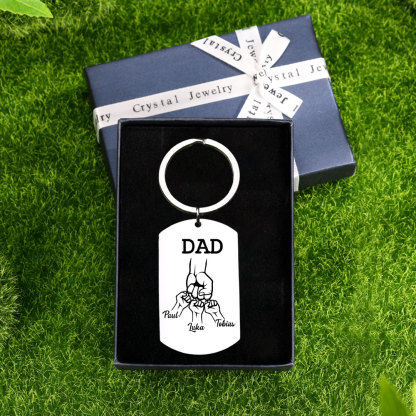 Personalised Australian Rules Football Family Keyring Custom 2–4 Names Fist Bump Keychain Fathers Day Gift for Dad/Grandpa-Jessemade AU