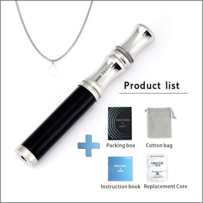 Tiger’s Eye Stone Breathing Necklace, Steel Accents