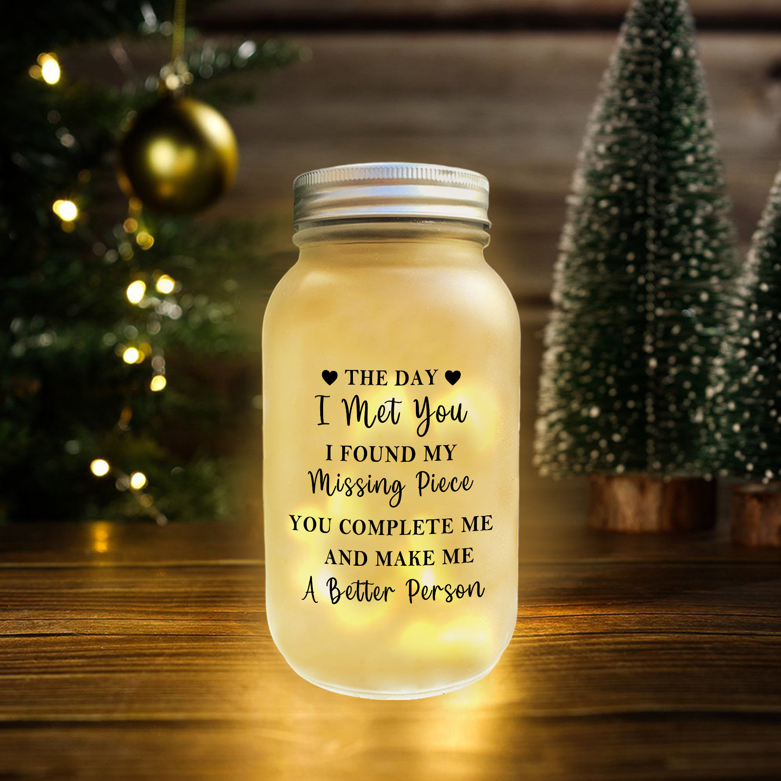 Personalised Mason Jar Light Solar Light Bottle - The day I met you