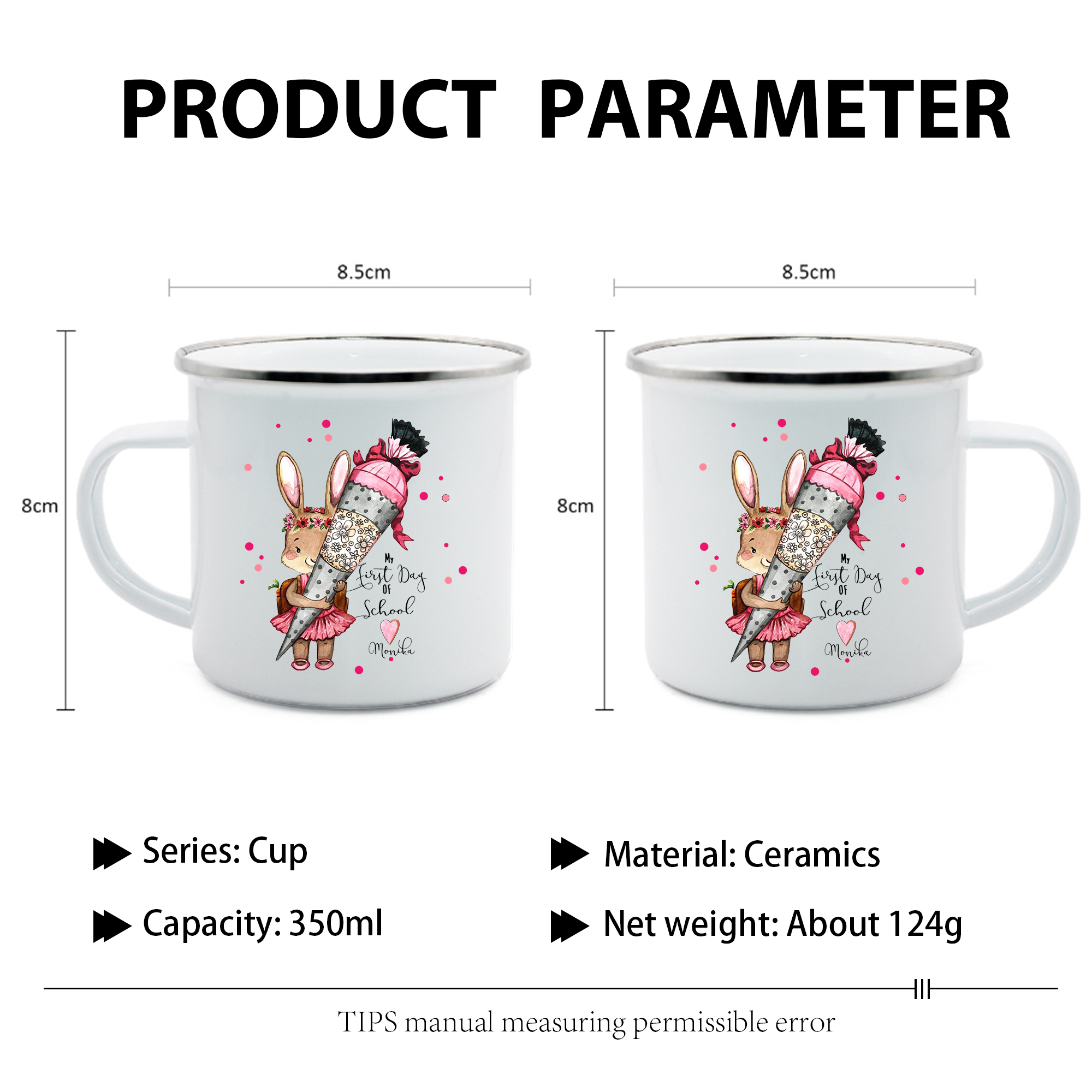 Personalised 2 Names Gift Set Custom Enamel Mug & Ruler & Bracelets Gift Set Back-to-School Gifts for Daughters