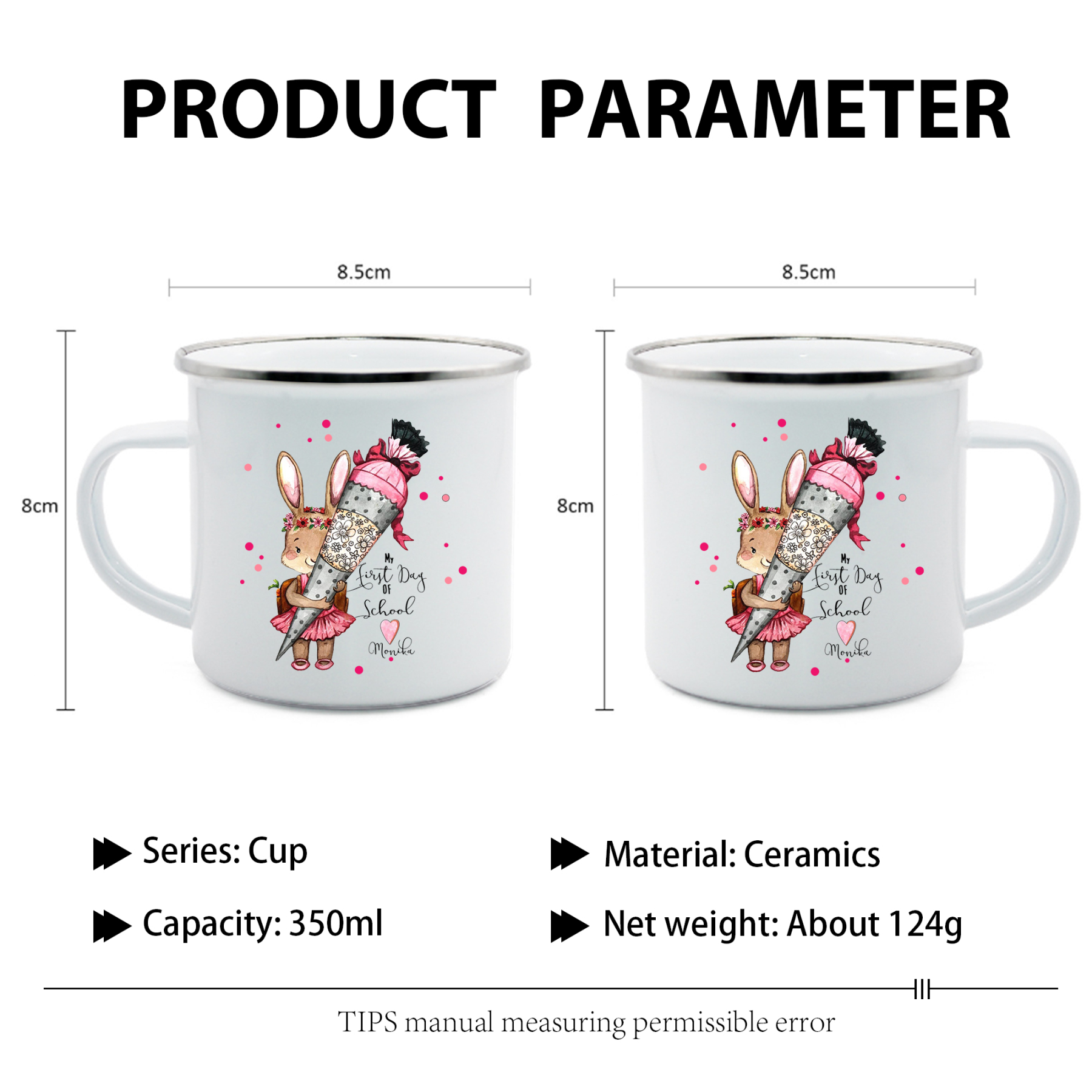 Personalised 2 Names Gift Set Custom Enamel Mug & Ruler & Bracelets Gift Set Back-to-School Gifts for Daughters