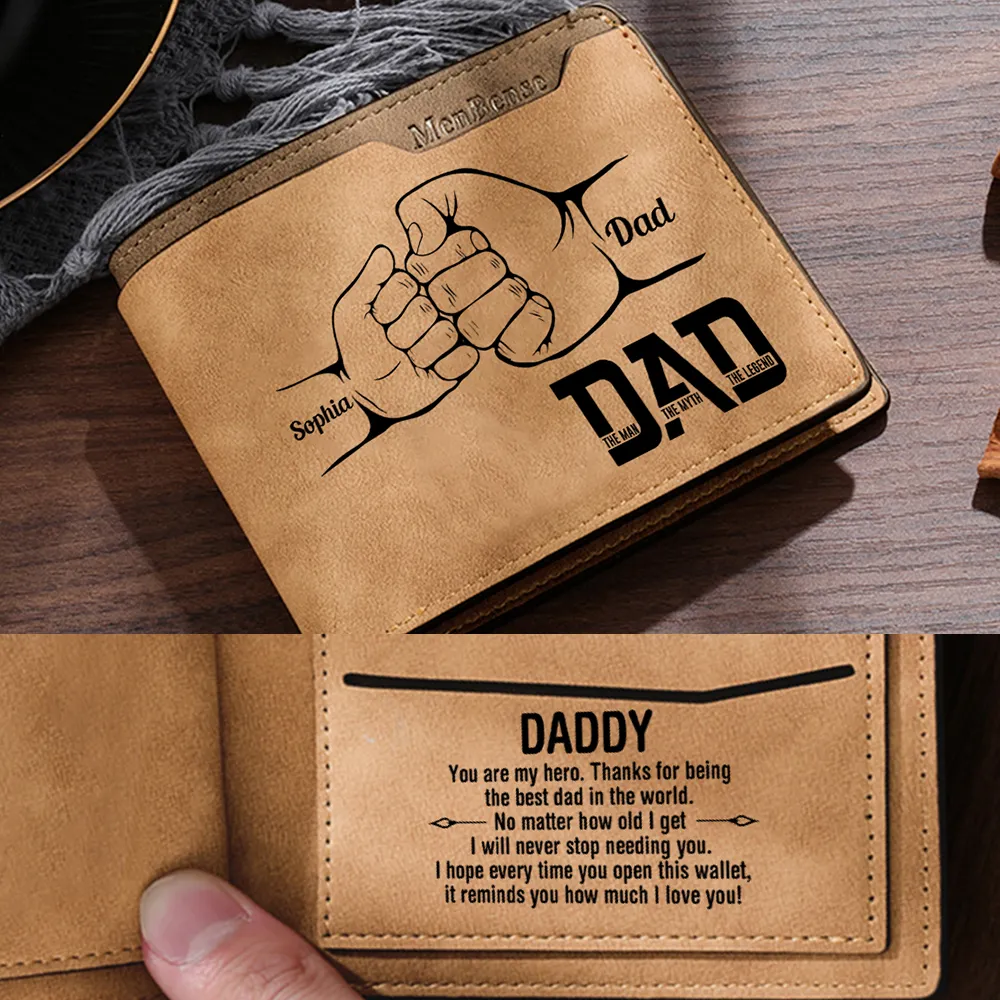 [Copy]1-6 Names Personalised Wallet with Kids’ Name and Photo – Gift for Dad/Grandpa | Jessemade