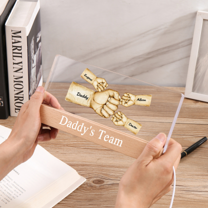 4 Names -  Personalised Name & Text Acrylic Night Light Custom Fist Bump LED Lamp Fathers Day Gifts-Jessemade AU