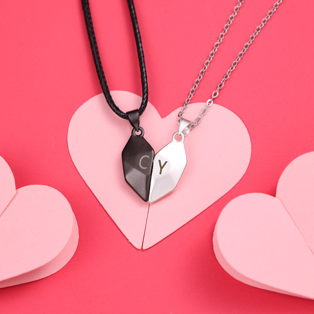 Two Souls One Heart Necklace Magnetic Heart Matching Necklace Couple Gift