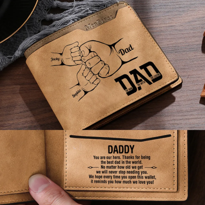 [Copy]1-6 Names Personalised Wallet with Kids’ Name and Photo – Gift for Dad/Grandpa | Jessemade