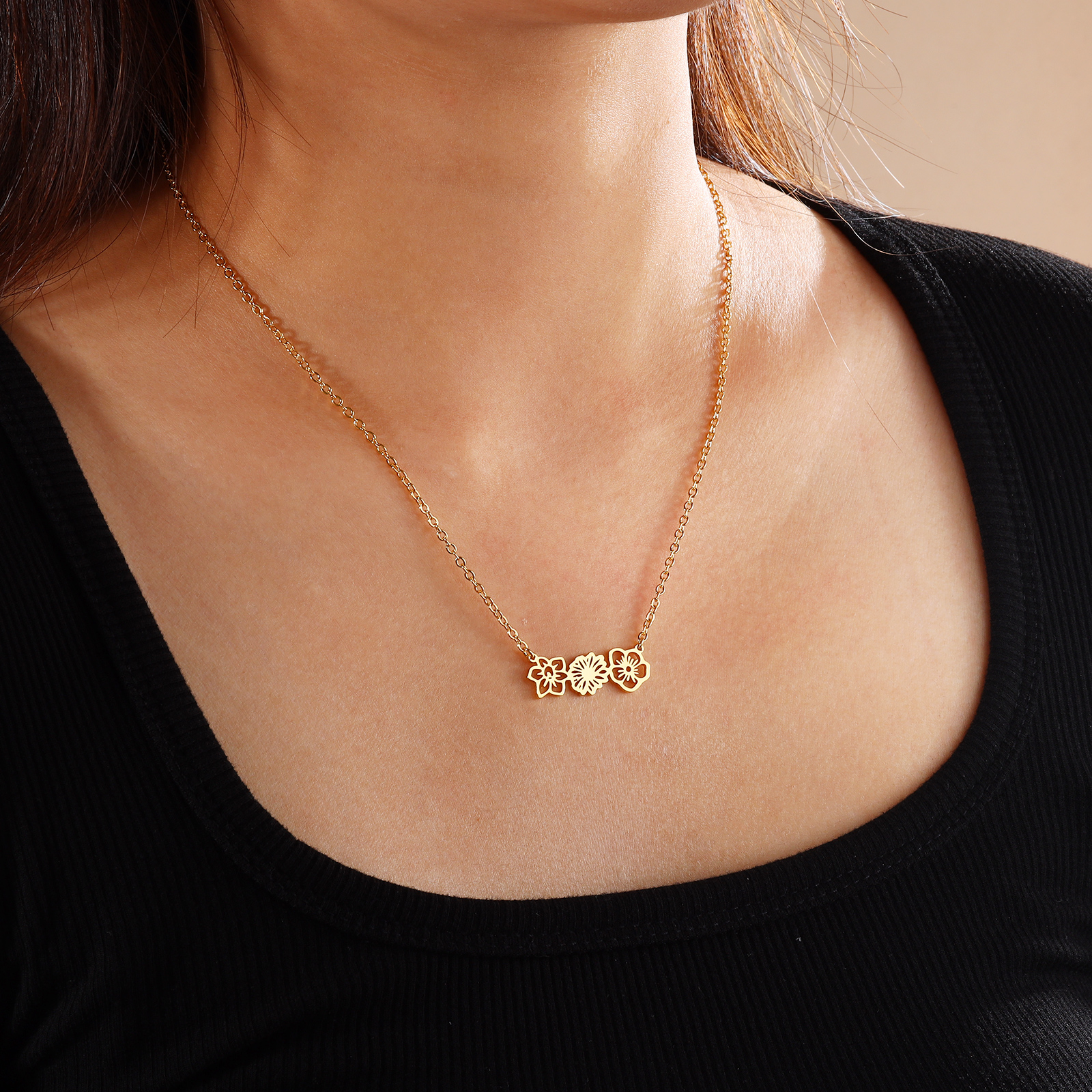 Personalised 4 Birthday Flowers Necklace Gold Custom Pendant Necklace Birthday Gift for Her-Jessemade AU