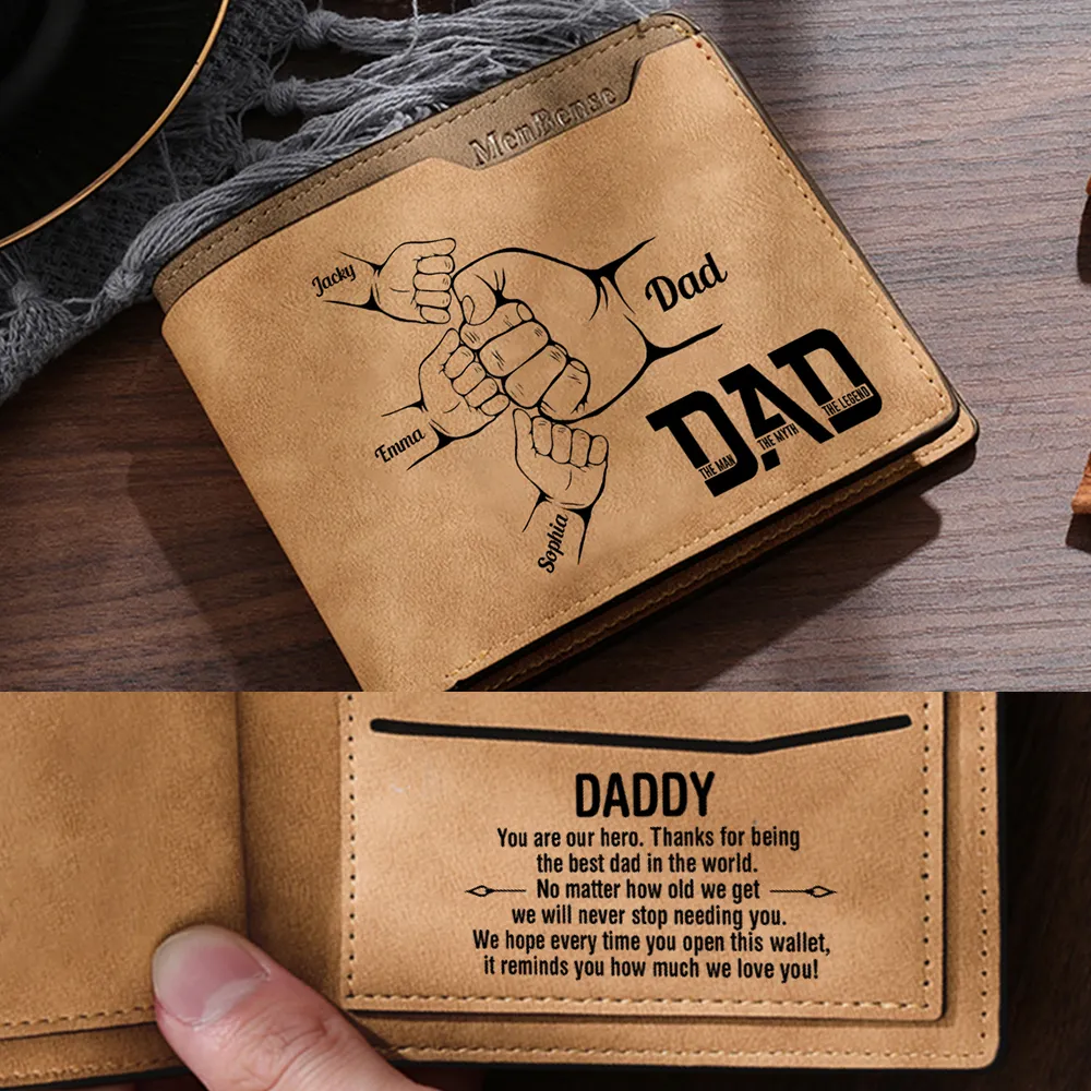 [Copy]1-6 Names Personalised Wallet with Kids’ Name and Photo – Gift for Dad/Grandpa | Jessemade