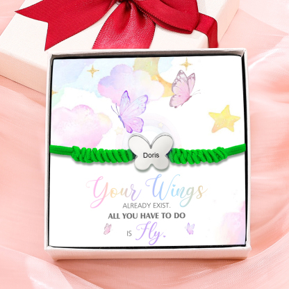Butterfly Adjustable Bracelet Custom Name Bracelet Gift for Daughter Granddaughter - Your Wings Always Exist, All You Have To Do Is Fly-Jessemade AU