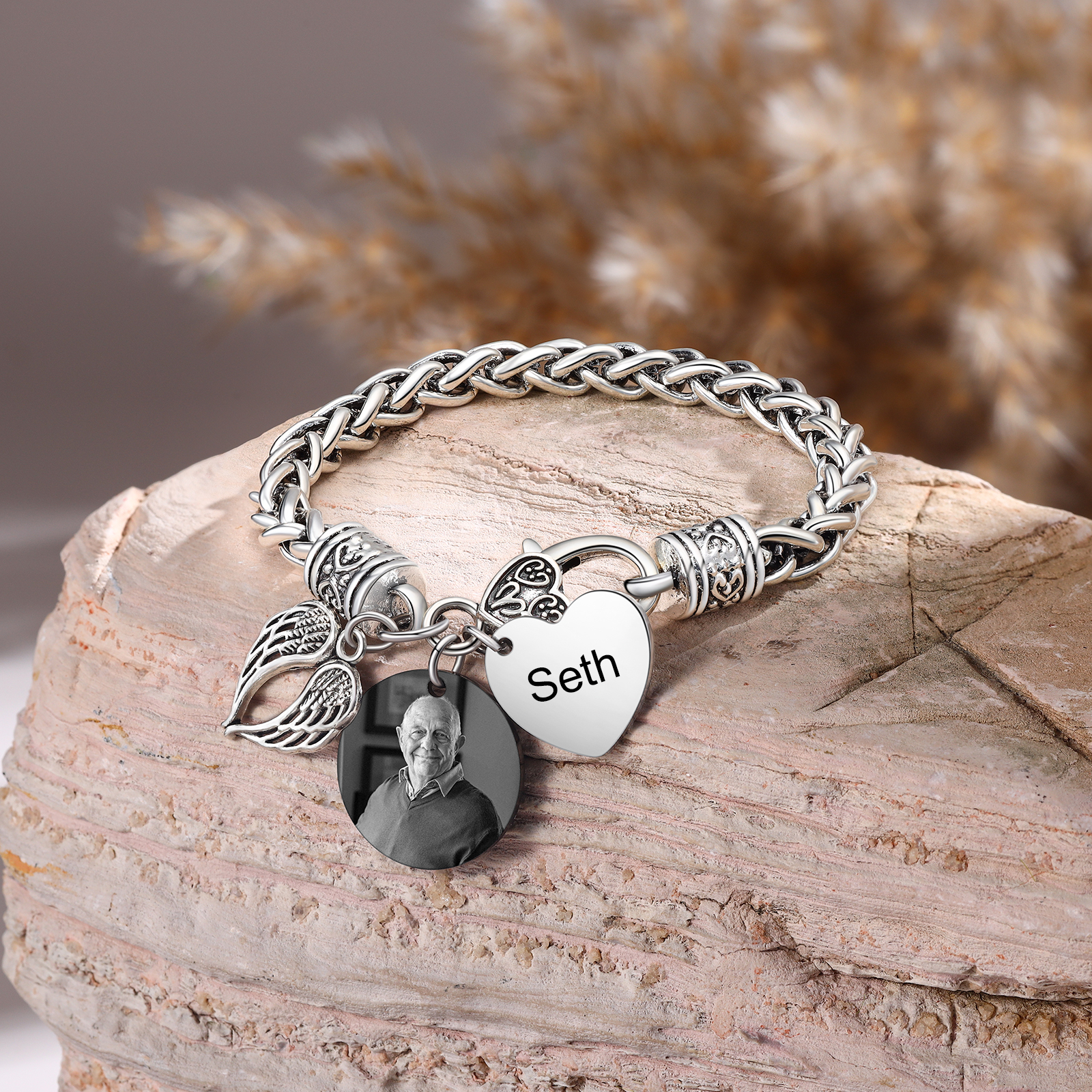 Angel Wing Memorial Bracelet Custom Photo & Name Bracelet Personalised Gifts-Jessemade AU