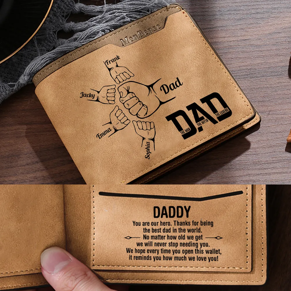 [Copy]1-6 Names Personalised Wallet with Kids’ Name and Photo – Gift for Dad/Grandpa | Jessemade