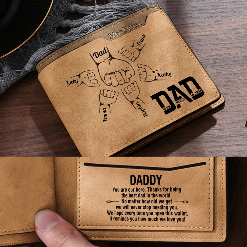 [Copy]1-6 Names Personalised Wallet with Kids’ Name and Photo – Gift for Dad/Grandpa | Jessemade