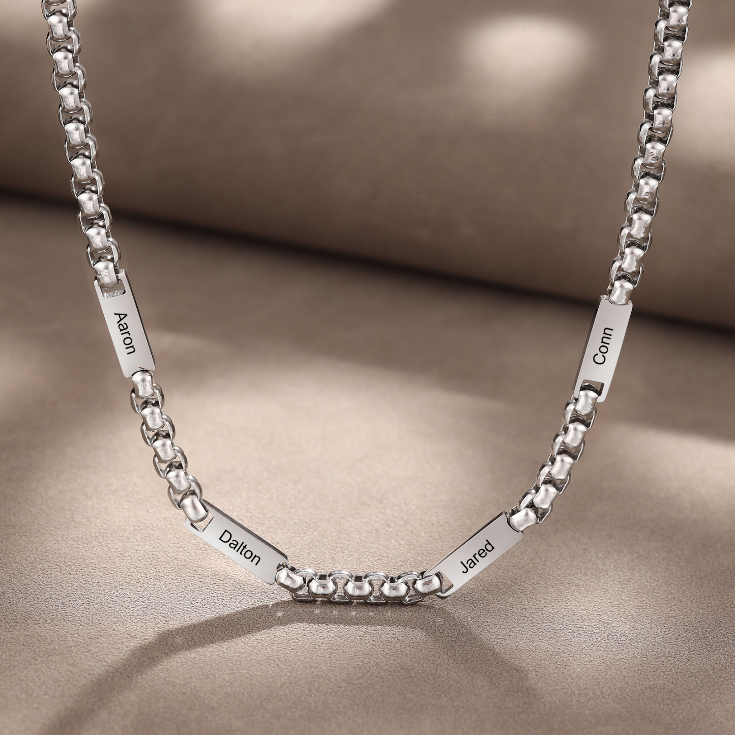 Personalized 4 Names Cuban Link Chain Necklace Stainless Steel Men Necklace