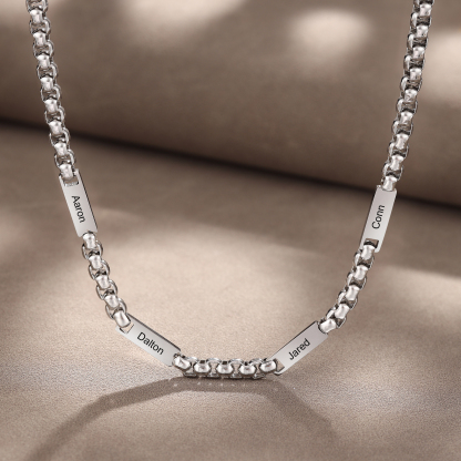 Personalized 4 Names Cuban Link Chain Necklace Stainless Steel Men Necklace