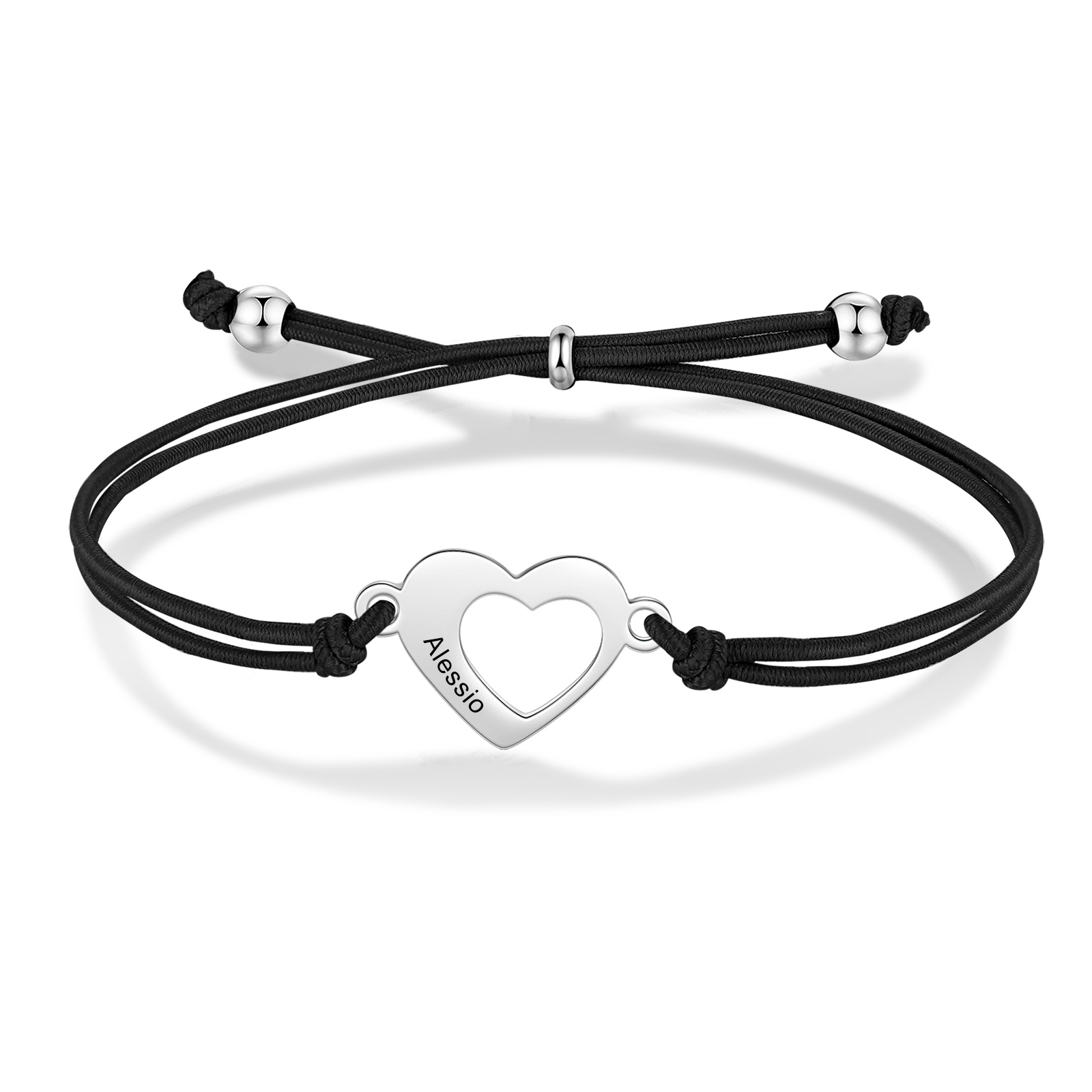 2 Pcs Heart Bracelet Set Custom 2 Names Adjustable Bracelets Back to School Gifts for Daughter Granddaughter-Jessemade AU