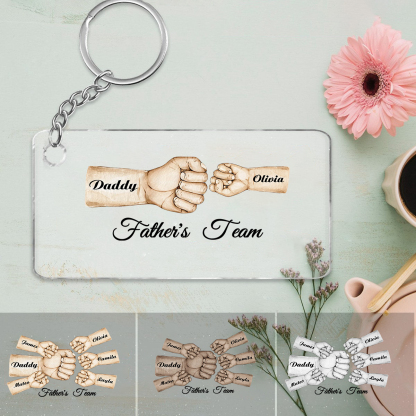 2 Names - Personalised Text & Name Acrylic Keychain Fist Bump Fathers Day Gifts for Dad/Grandpa-Jessemade AU