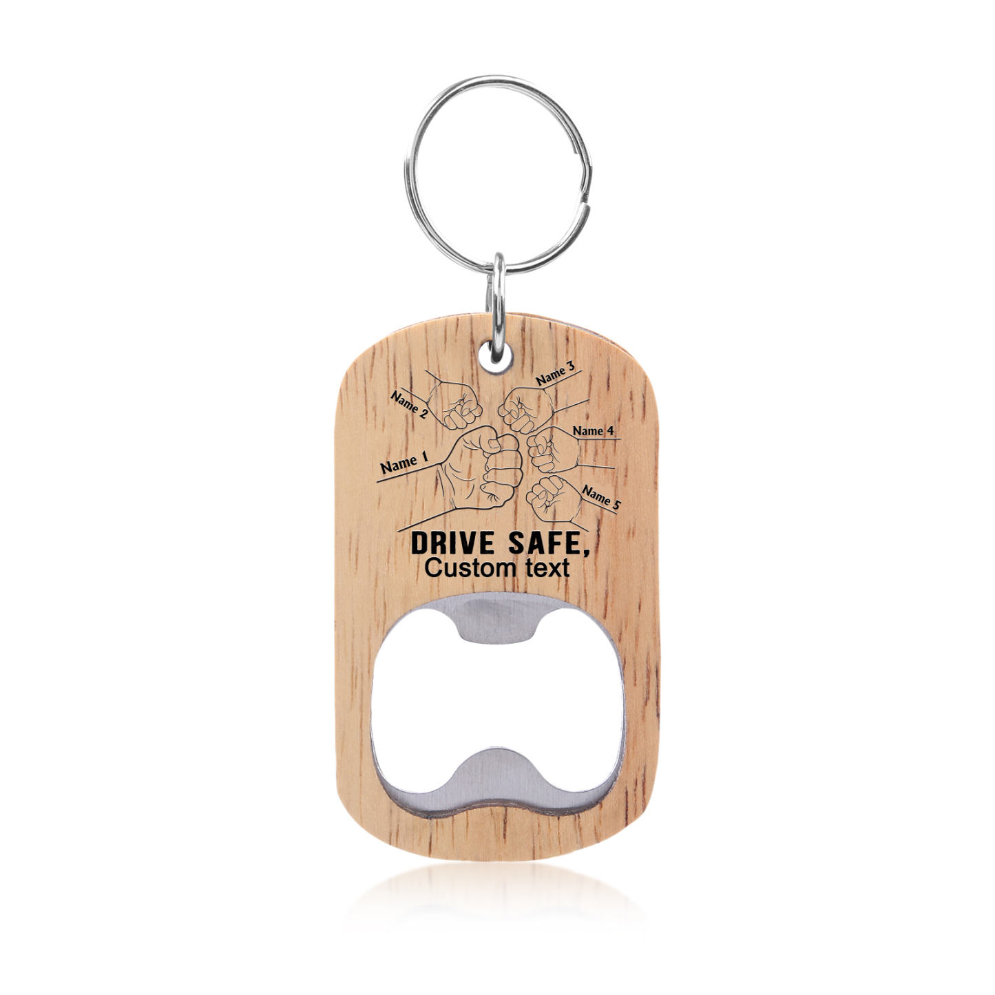 Drive Safe - Personalised 1 Text & 5 Names Bottle Opener Keychain Fist Bump Keychain Fathers Day Gifts for Dad/Grandpa-Jessemade AU