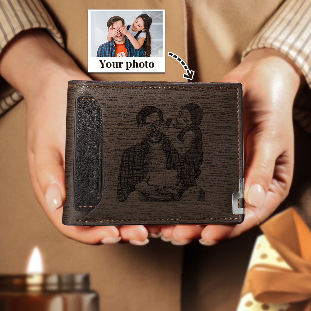 Personalised Men Wallet Custom Photo & Text Billfold Wallet Gift for Grandpa-Jessemade AU