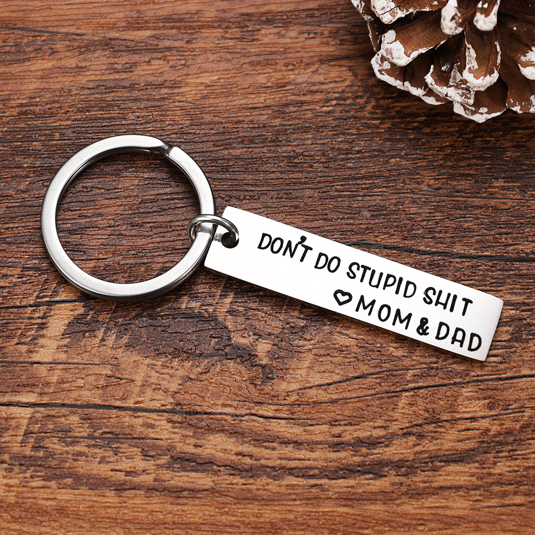 Don't Do Stupid Funny Keychain Surprise Gift Box Set for Son and Daughter-Jessemade AU