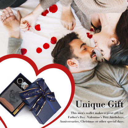 Personalised 2 Photos & 1 Text & 1 Name & 1 Letter Gift Set Custom Wallet & Keychain & Pen Gift Box Set Christmas Gift for Him-Jessemade AU