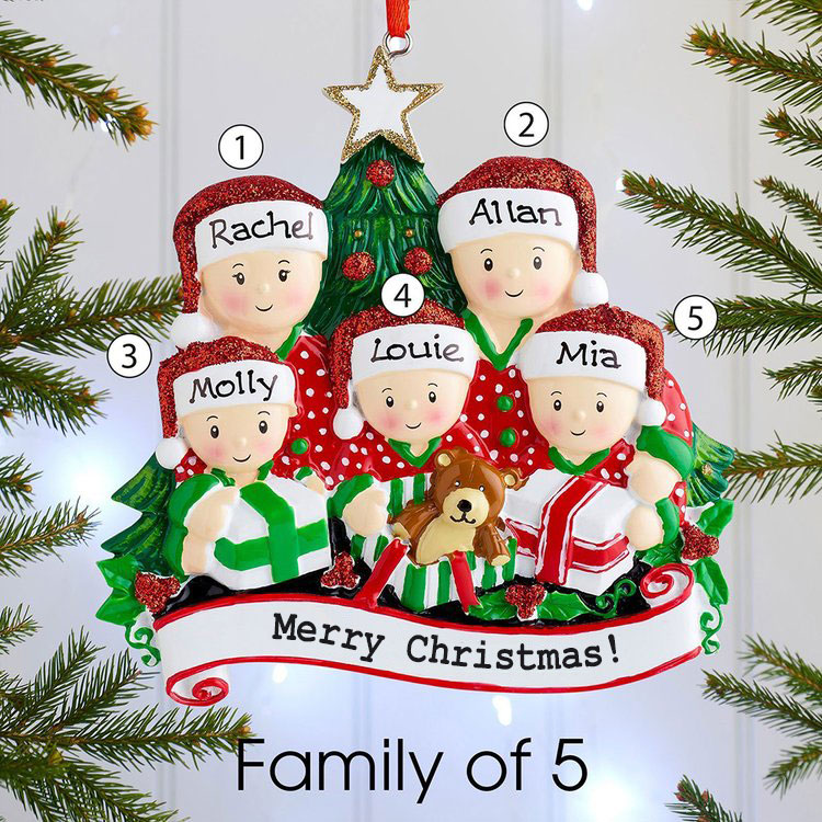 Personalised Christmas Tree Ornament Custom 5 Family Members Names Ornament