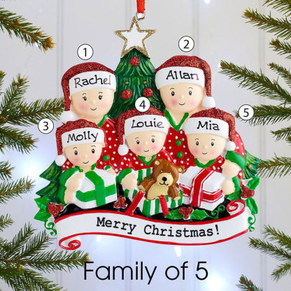 Personalised Christmas Tree Ornament Custom 5 Family Members Names Ornament-Jessemade AU