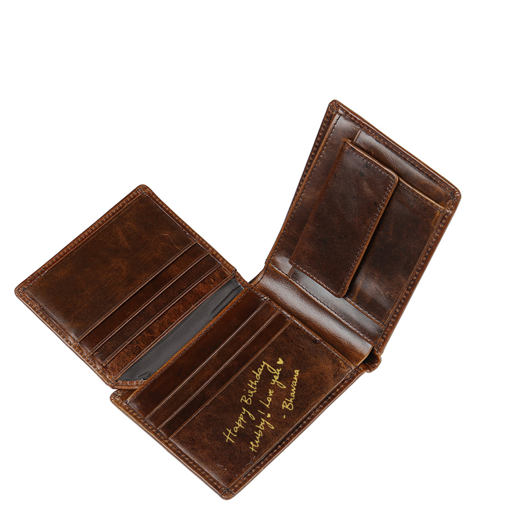 Personalized Genuine Leather folding men's Wallet Gift for Him