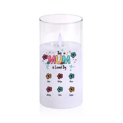 Personalised “This Mum Is Loved By” LED Glass Candle