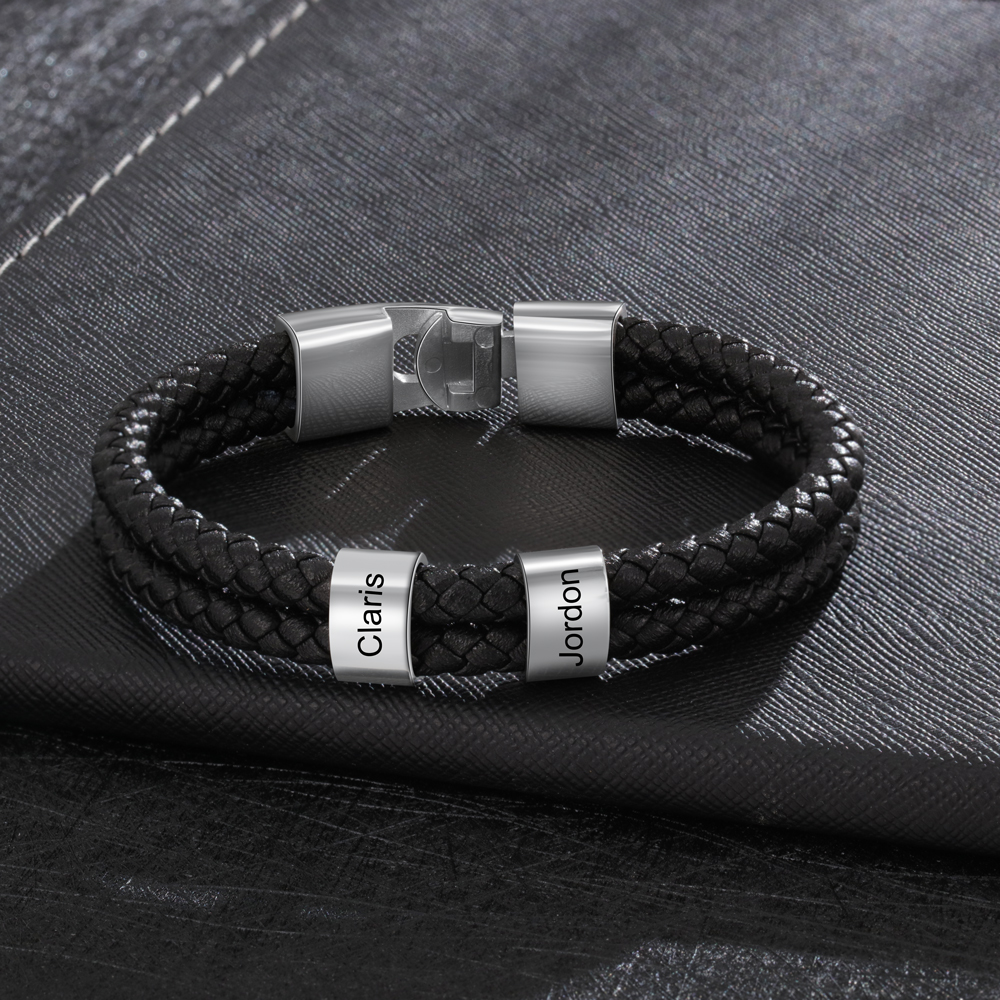 Personalised 1 Photo & 1 Letter & 3 Names Gift Set Custom Wallet & Bracelet Gift Box Set Christmas Gifts