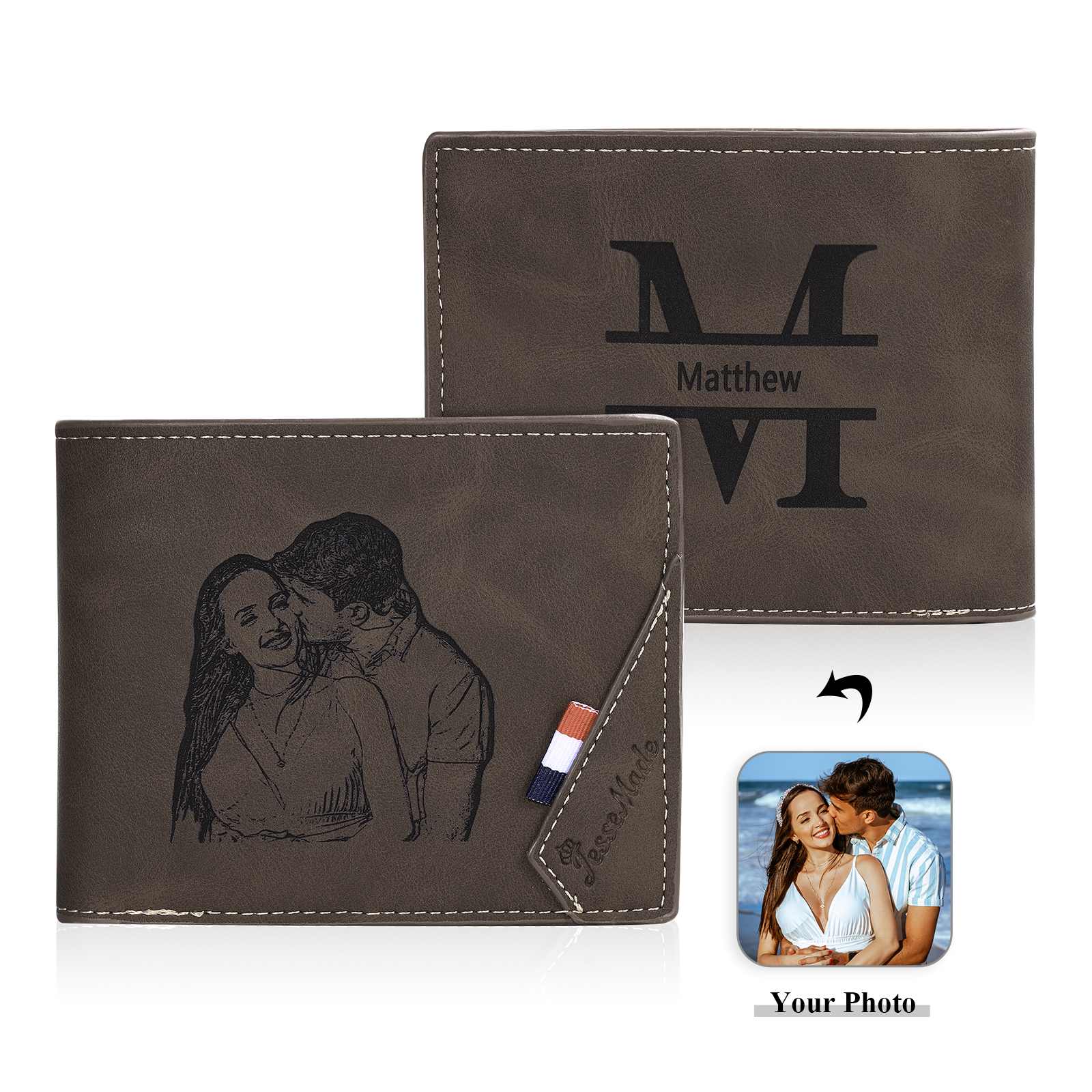 Personalised Gift Set for Him Custom Photo Wallet & Wallet Card Perfect Christmas or Valentines Day Gift