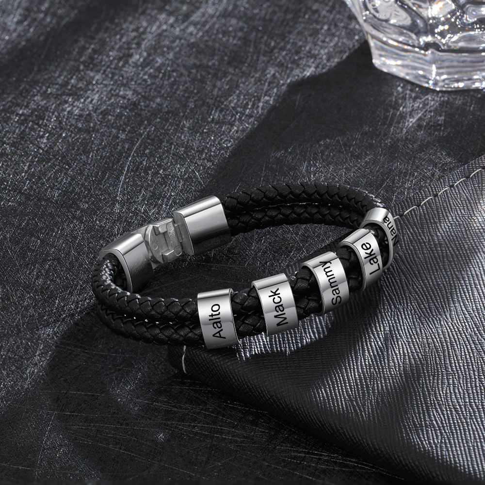 Personalised 1 Photo & 1 Letter & 6 Names Gift Set Custom Wallet & Bracelet Gift Box Set Christmas Gifts