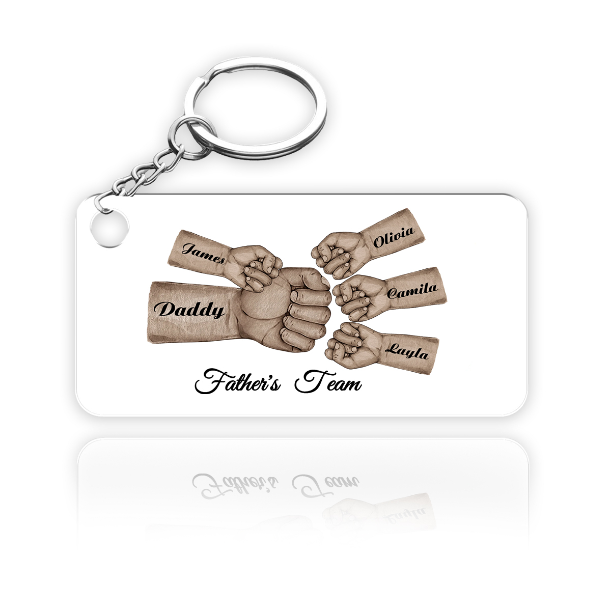 5 Names - Personalised Text & Name Acrylic Keychain Fist Bump Fathers Day Gifts for Dad/Grandpa-Jessemade AU