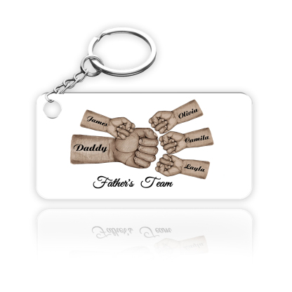 5 Names - Personalised Text & Name Acrylic Keychain Fist Bump Fathers Day Gifts for Dad/Grandpa-Jessemade AU