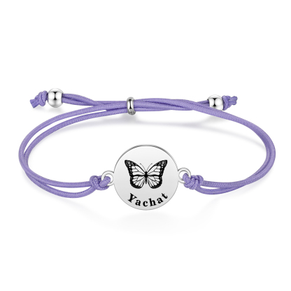 2 Pcs Bracelet Set Custom Names Butterfly Bracelets Back To School Gift for Daughter Granddaughter-Jessemade AU