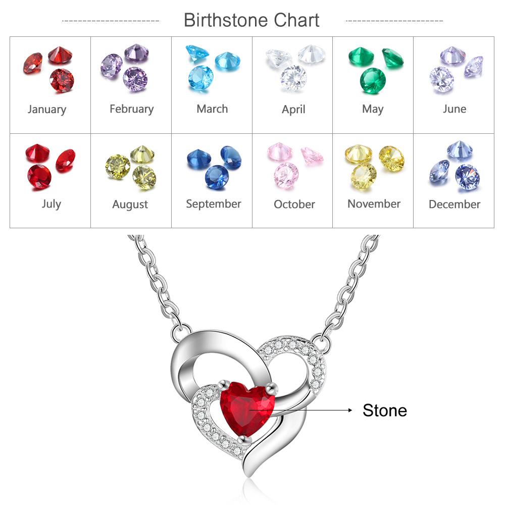 Heart Birthstone Necklace Custom Engraving 1 Name Birthday Gifts for Women-Jessemade AU