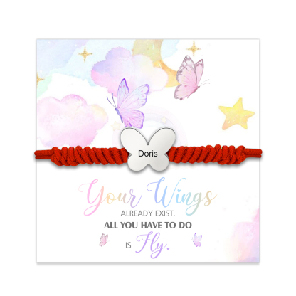 Butterfly Adjustable Bracelet Custom Name Bracelet Gift for Daughter Granddaughter - Your Wings Always Exist, All You Have To Do Is Fly-Jessemade AU