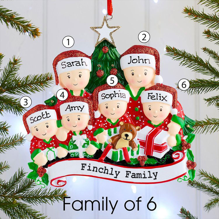 Personalised Christmas Tree Ornament Custom 6 Family Members Names Ornament-Jessemade AU