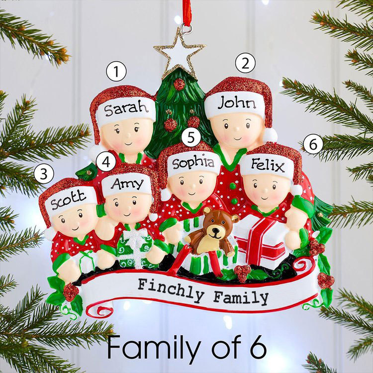 Personalised Christmas Tree Ornament Custom 6 Family Members Names Ornament-Jessemade AU